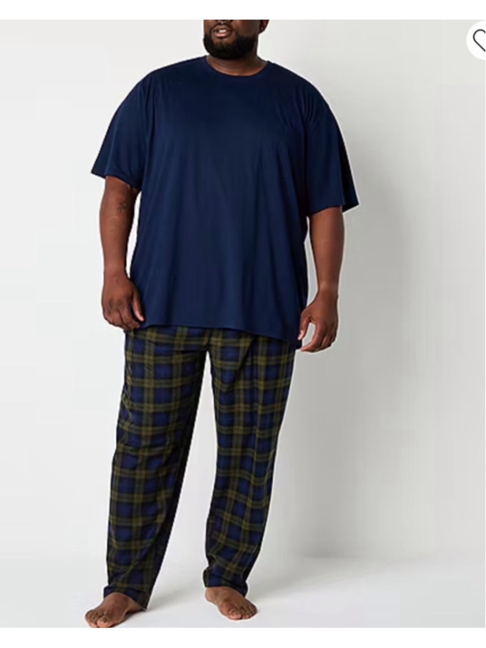 Men's St. John's Bay Pajama Set 4XL Navy Olive Plaid